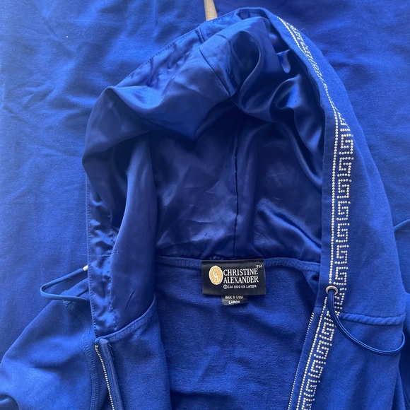 Christine Alexander Blue Hoodie with Silver Accents Sweat Set - Picture 9 of 11